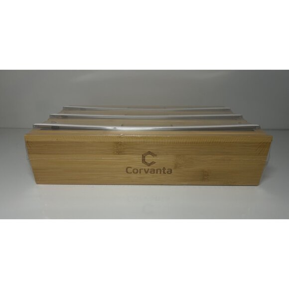 New Bamboo Plastic Wrap Wax Paper Foil Dispenser Organizer Cutter by Corvanta - Picture 5 of 7